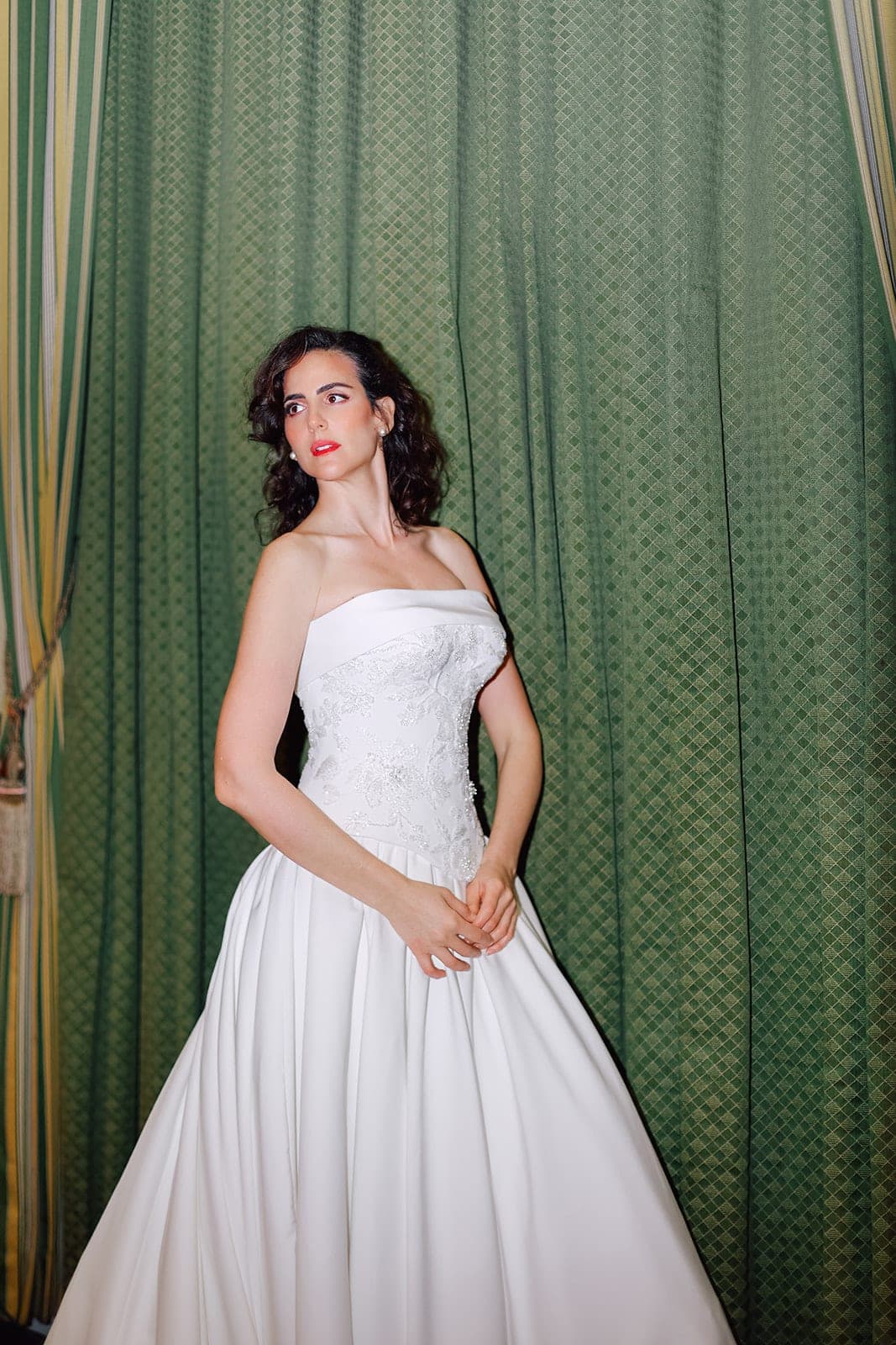 The Aurelia gown — beaded floral corset ballgown, editorial portrait