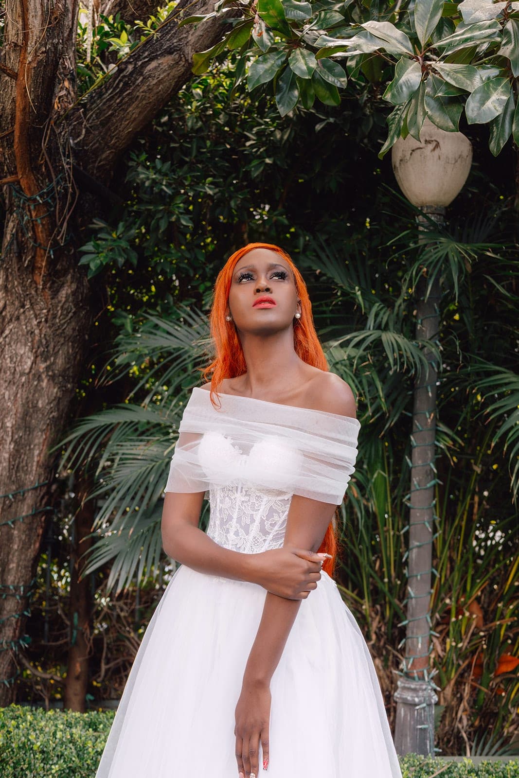 The Valentina off-shoulder lace and tulle couture ballgown, portrait