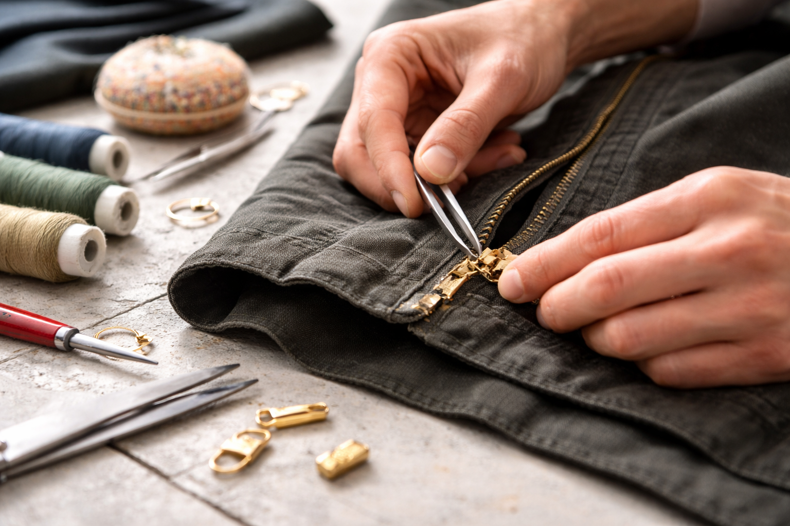 Zipper repair service in Sherman Oaks Los Angeles with professional garment fixing and replacement